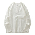 Mens Heavyweight Cotton Henley Shirt Long Sleeve