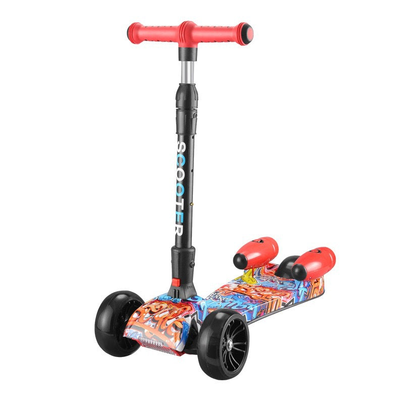 Kids Spray Smoke Foldable Electric Scooter with LED Lights