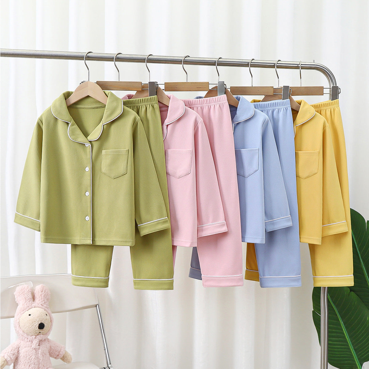 Kids' Long Sleeve Lapel Pajama Set