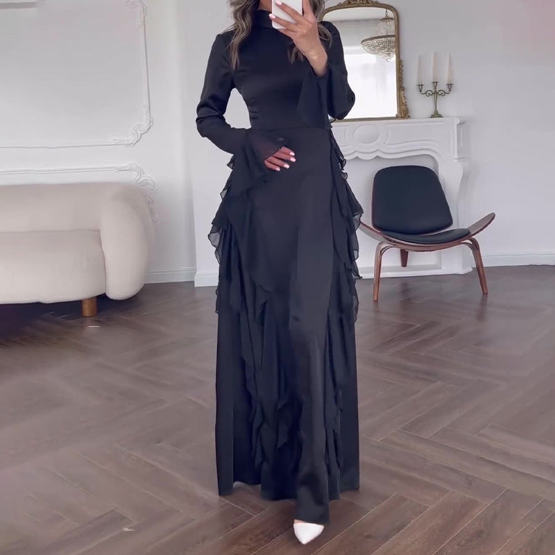 Damen Kleid mit Glockenärmeln und hoher Taille