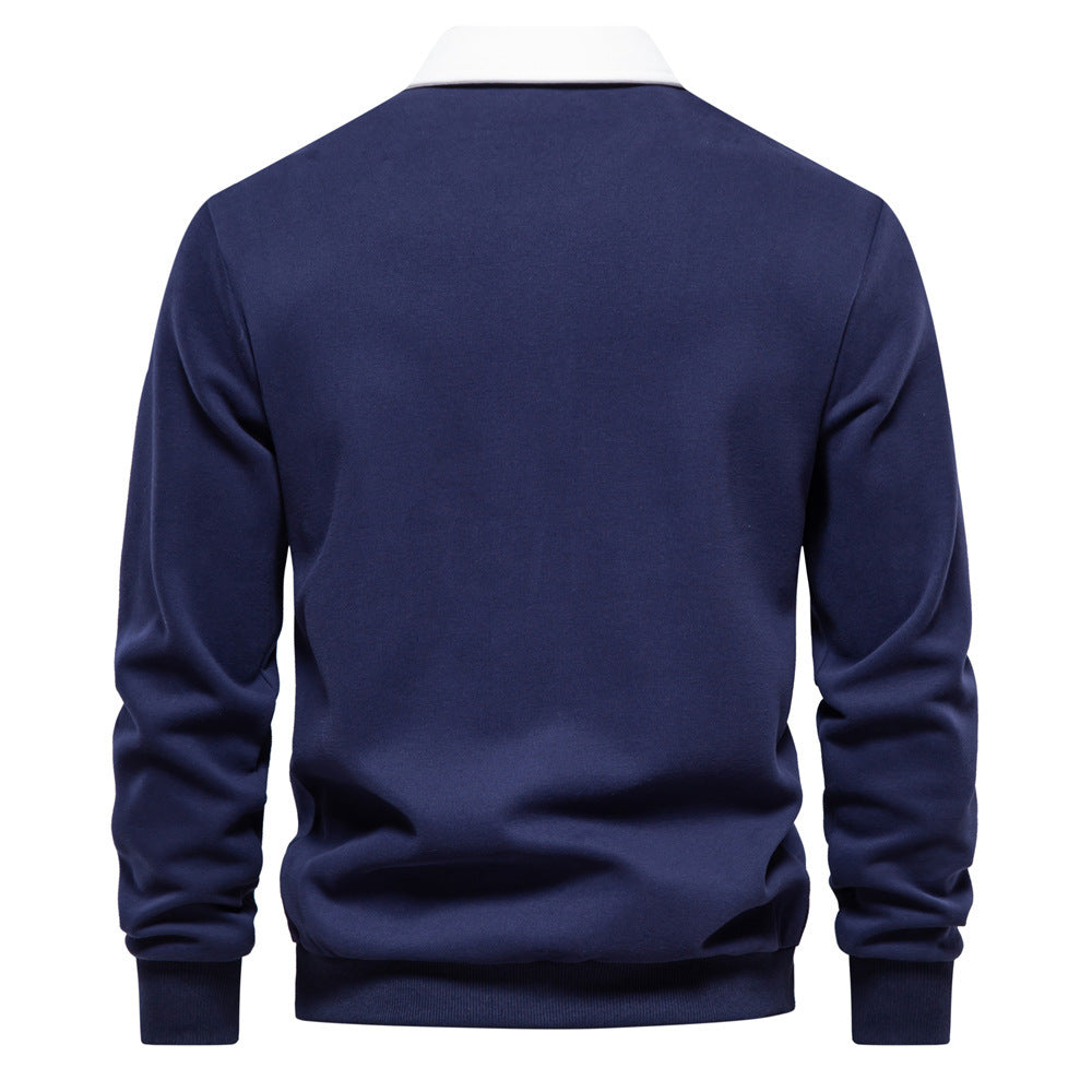 Mens Long Sleeve Polo Shirt Casual Cotton Top