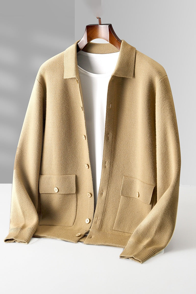 Mens Wool Lapel Cardigan