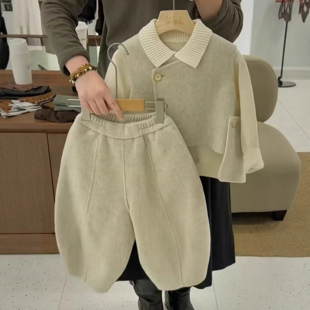 Kids Wool Blend Vest and Pants Set