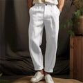 Mens Linen Blend Straight Leg Casual Pants