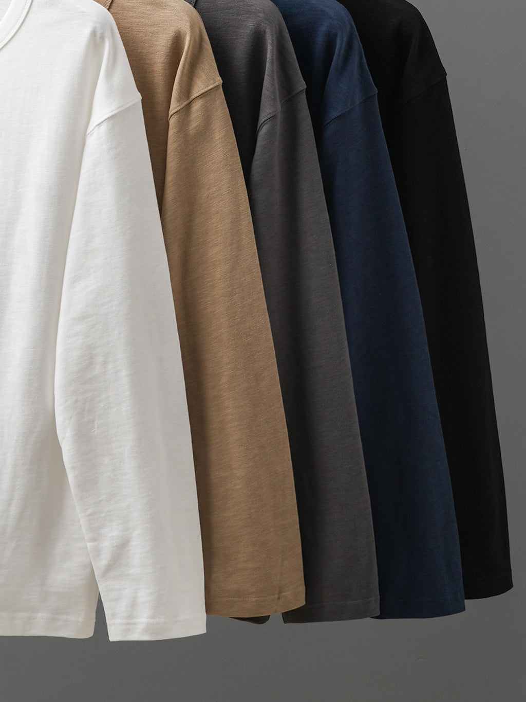 Mens Heavyweight Cotton Henley Shirt Long Sleeve