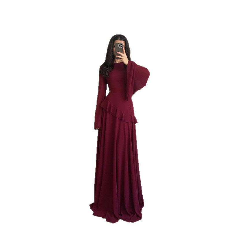 Damen Langarmkleid mit Rundhalsausschnitt