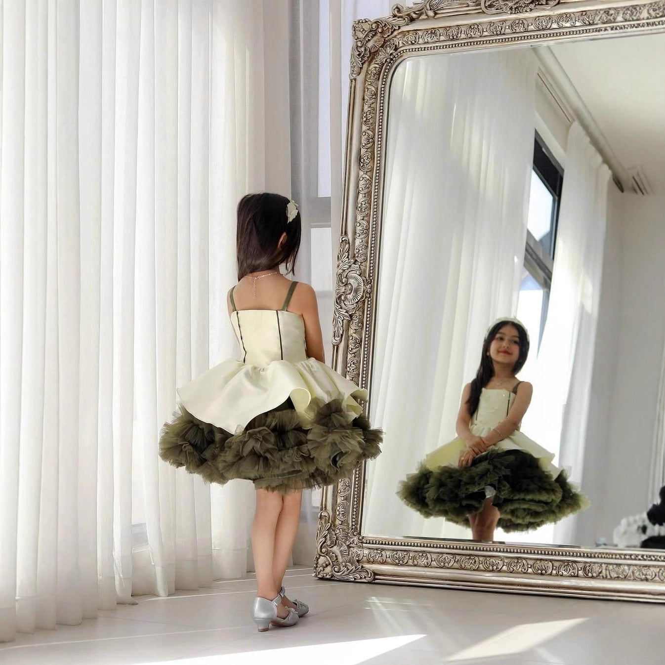 Girls Spaghetti Strap Princess Puffy Dress
