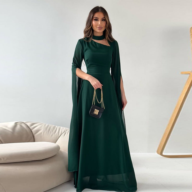Damen Fledermausärmel Enges Einfarbiges Kleid