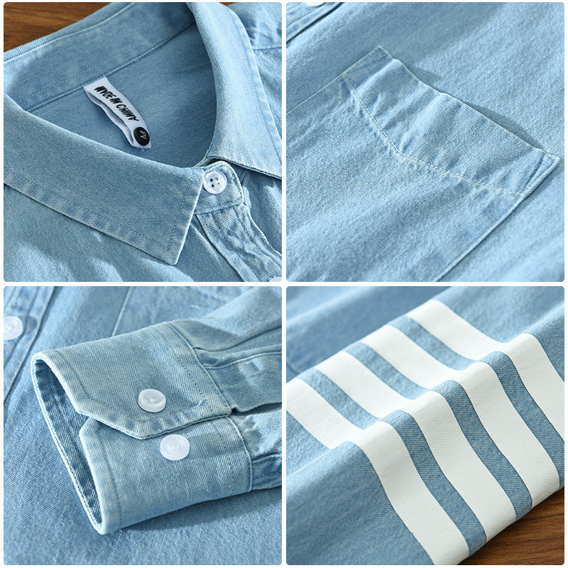 Mens Korean Style Denim Shirt