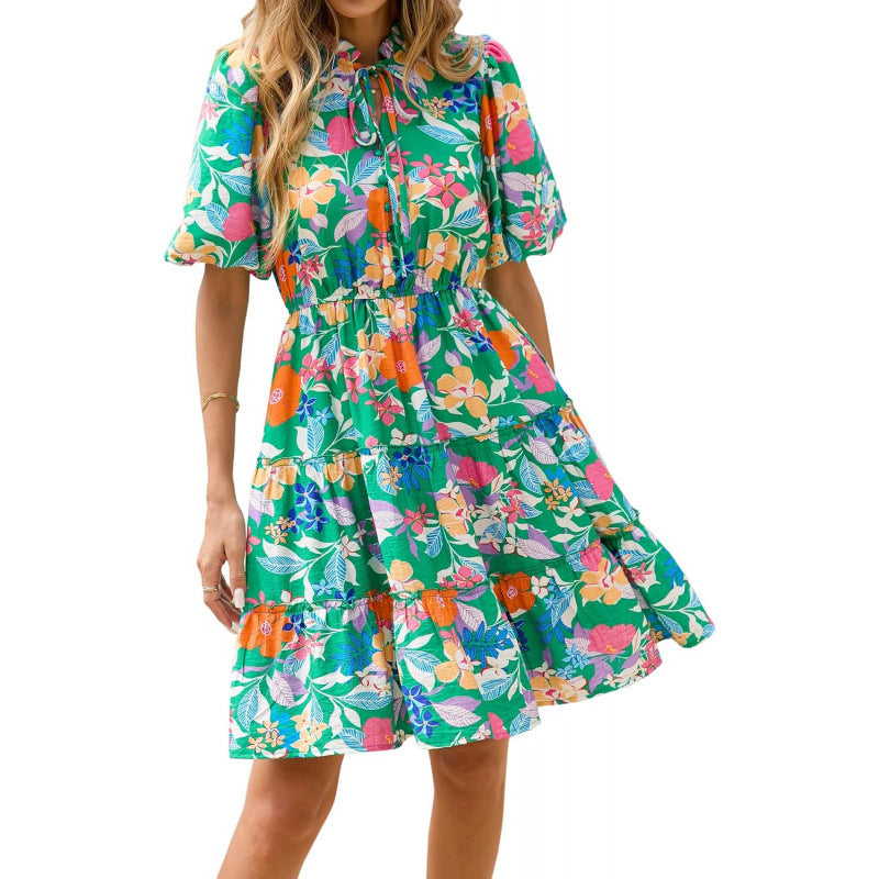 Floral V-Neck A-Line Dress