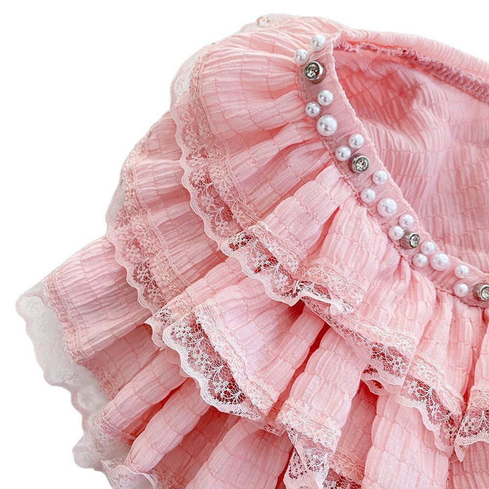 Mädchen Spitzenkragen Bluse