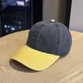 Vintage Washed Color Block Baseball Cap with Letter Embroidery