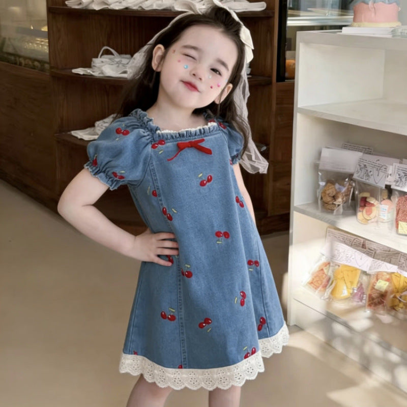 Girls Summer Denim Jumper Dress