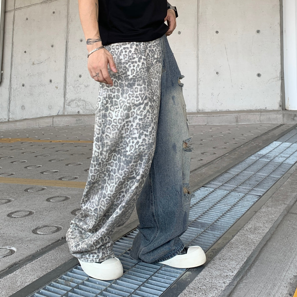 Mens Stretch Denim Pants with Ripped Details