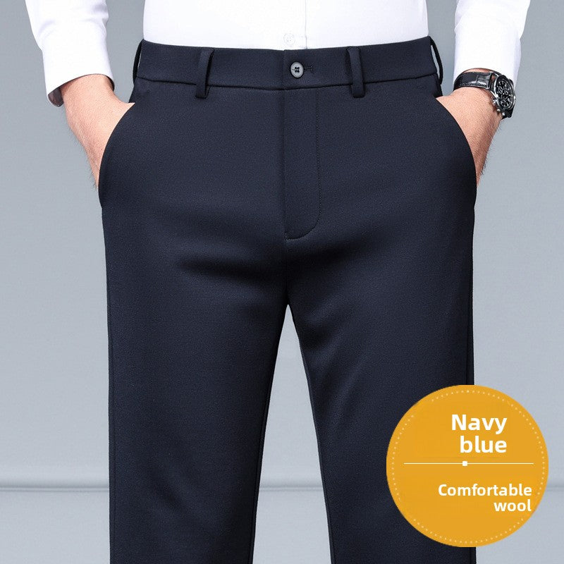 Mens Wool Blend Straight Leg Pants