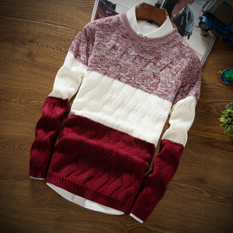 Korean Style Mens Knit Pullover Sweater