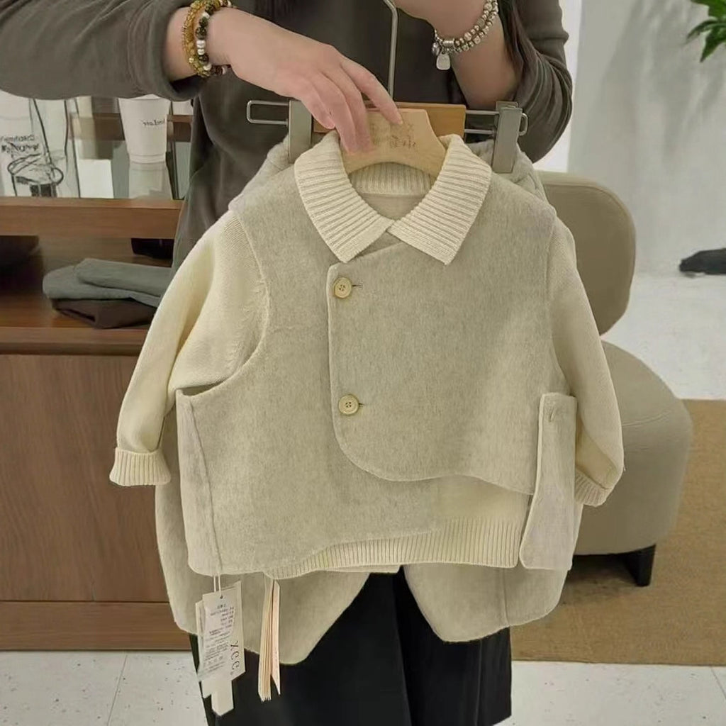 Kids Wool Blend Vest and Pants Set