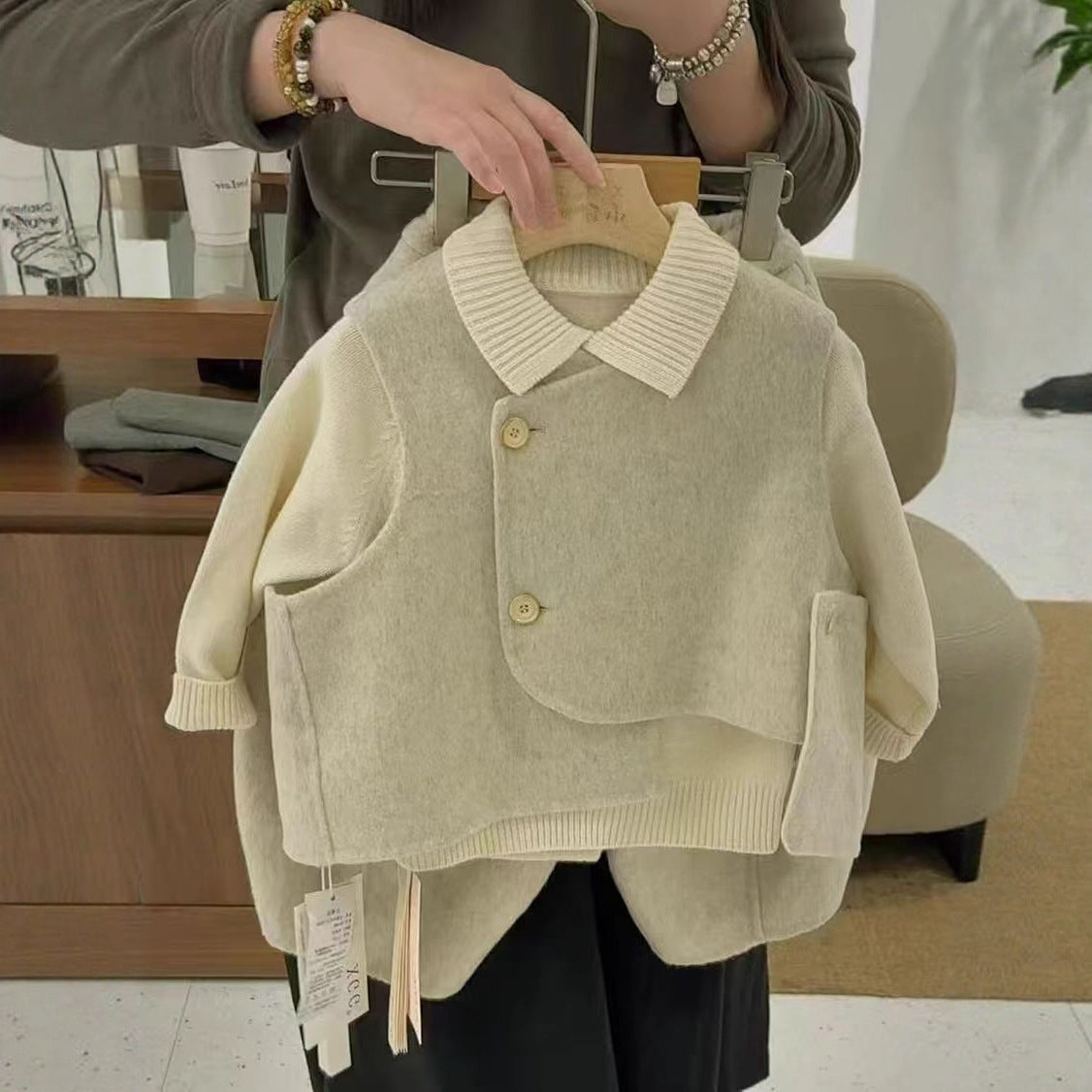 Kids Wool Blend Vest and Pants Set