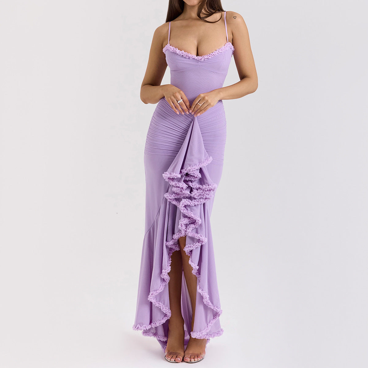 Ärmelloses langes Kleid mit Spaghettiträgern