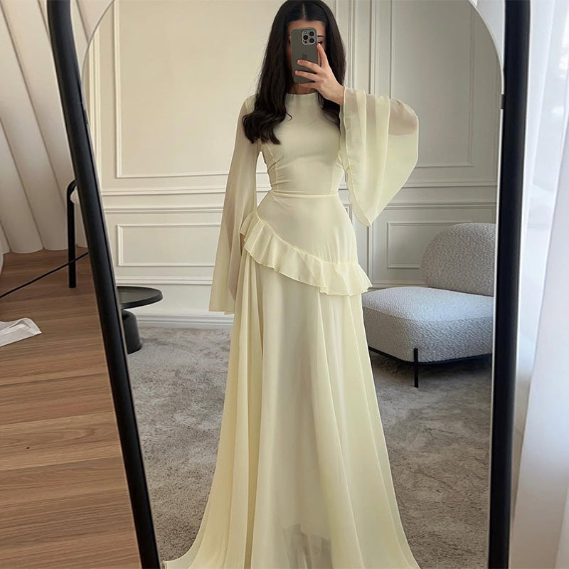 Damen Langarmkleid mit Rundhalsausschnitt