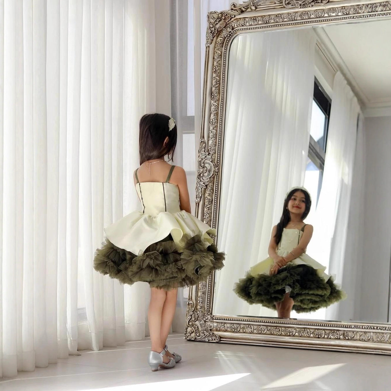 Girls Spaghetti Strap Princess Puffy Dress