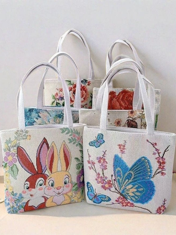 Double-Sided Embroidered Canvas Handbag
