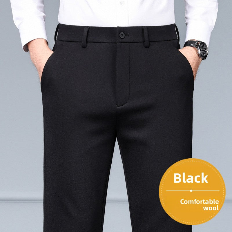 Mens Wool Blend Straight Leg Pants