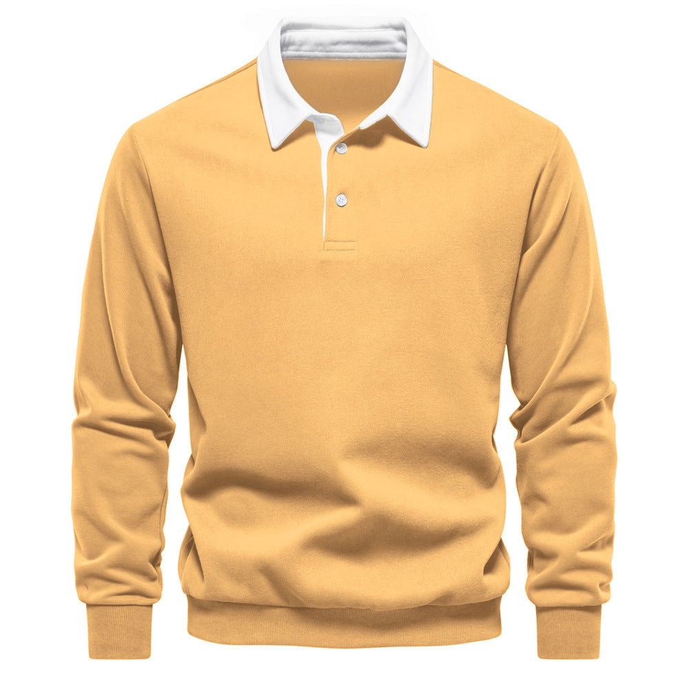 Mens Long Sleeve Polo Shirt Casual Cotton Top