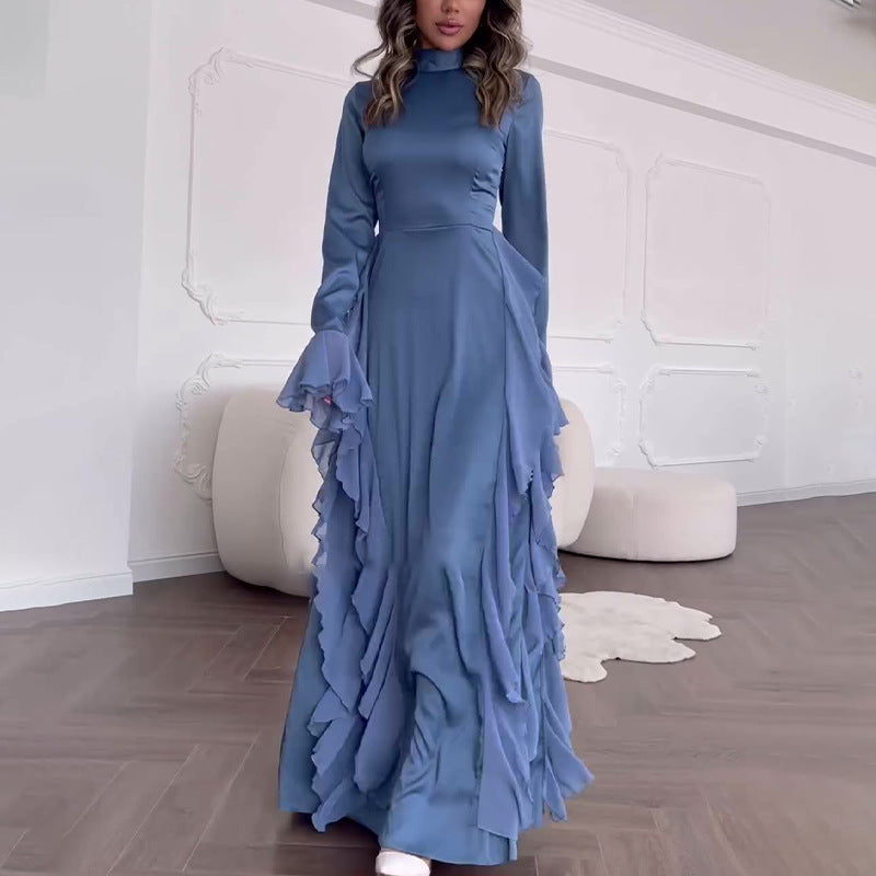 Damen Kleid mit Glockenärmeln und hoher Taille