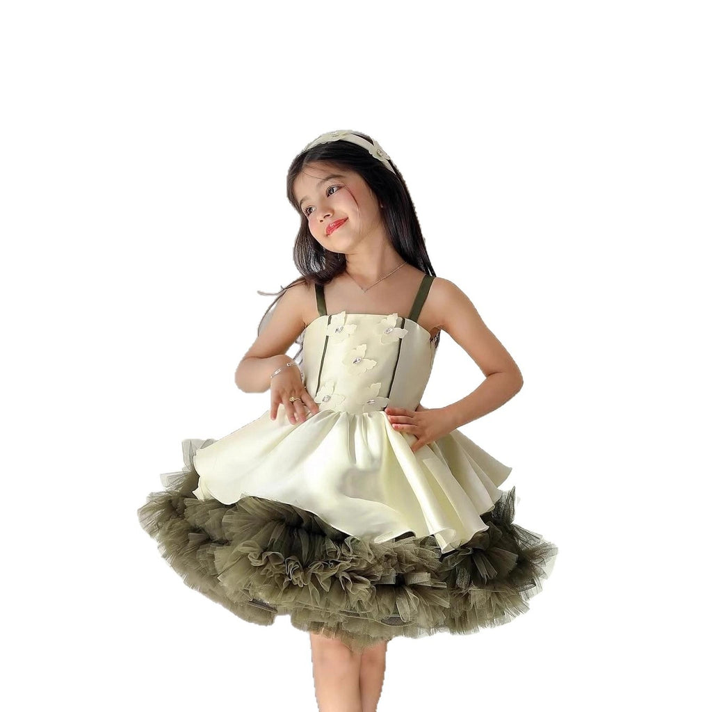 Girls Spaghetti Strap Princess Puffy Dress