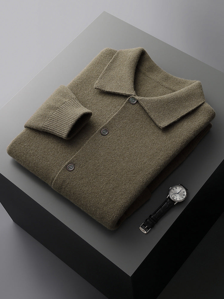 Mens Wool Lapel Cardigan
