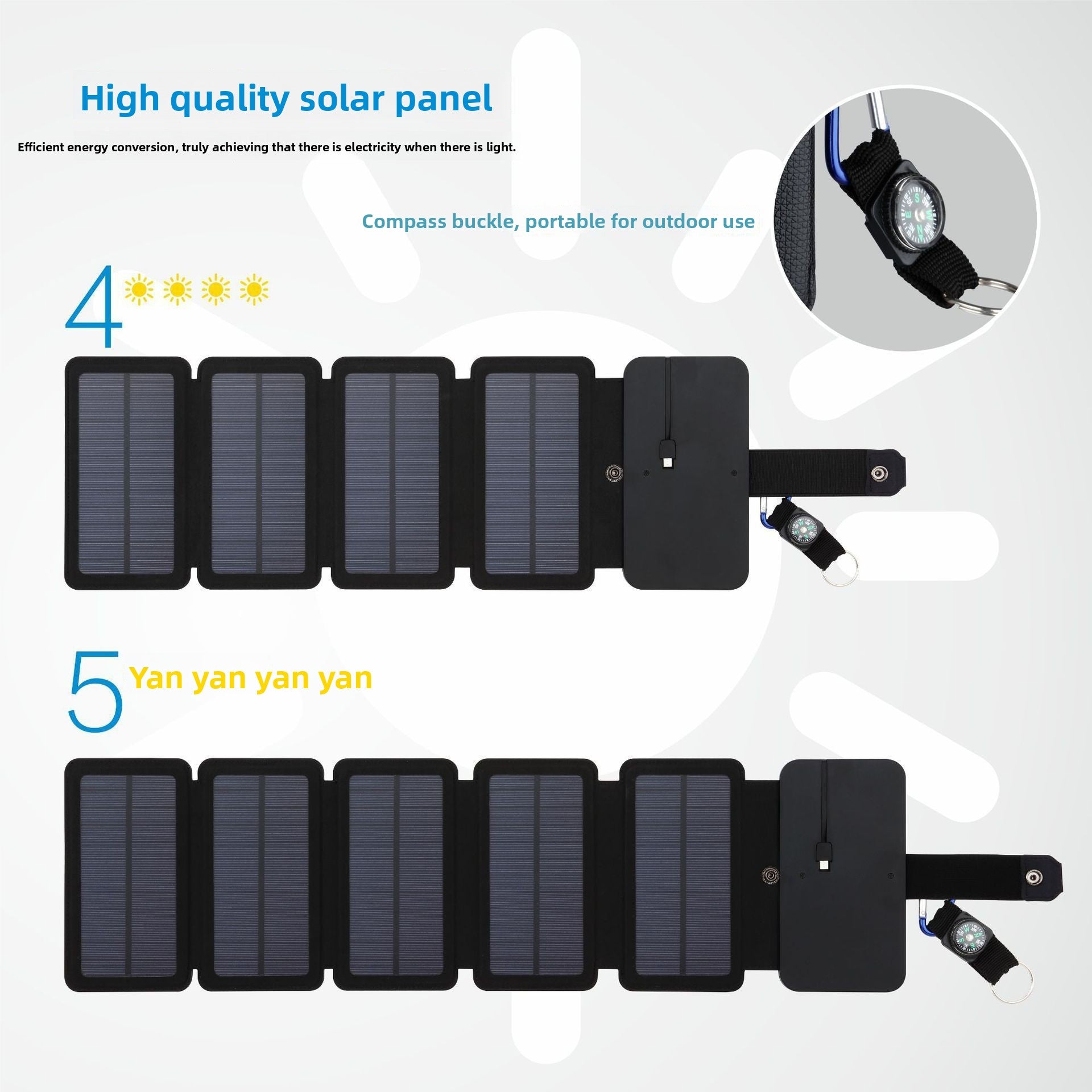 Portable Solar Power Bank Foldable Charger