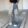 Mens Stretch Denim Pants with Ripped Details