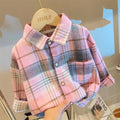 Kids Lapel Shirts with Striped and Grid Patterns