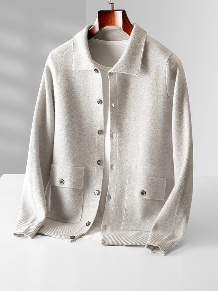 Herren-Strickjacke mit Revers aus Wolle