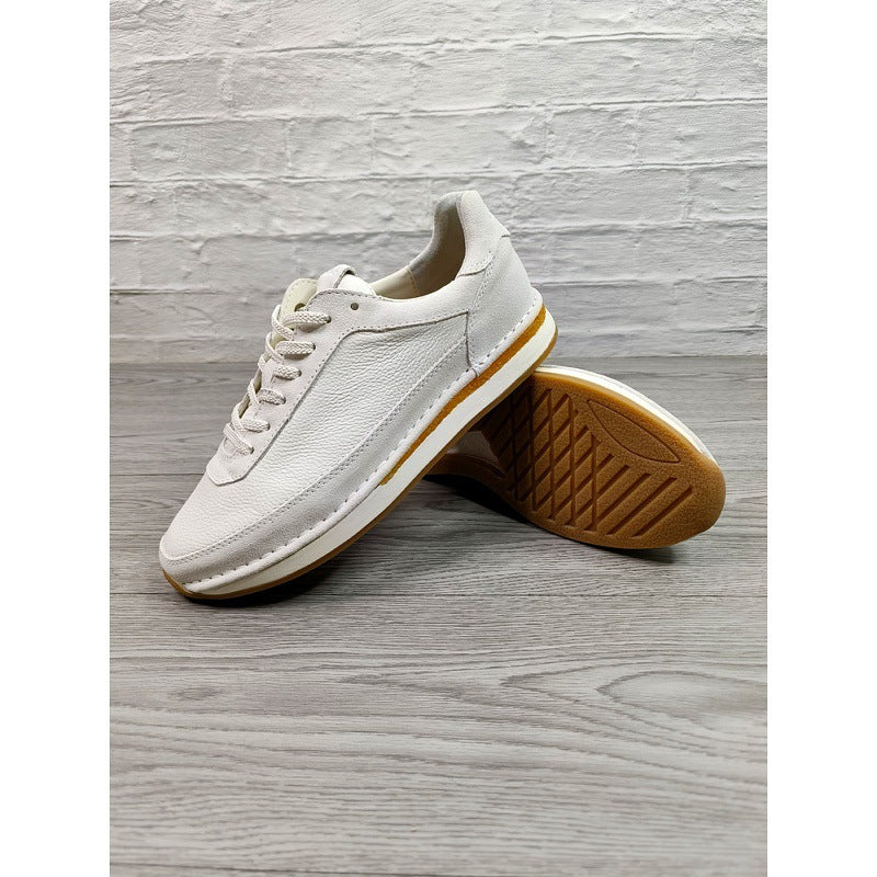 Genuine Leather Mens Casual Shoes Breathable Comfortable Flat Sole