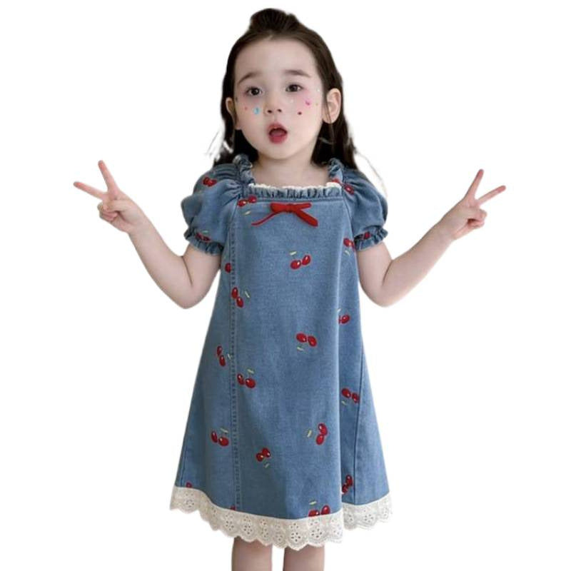 Girls Summer Denim Jumper Dress