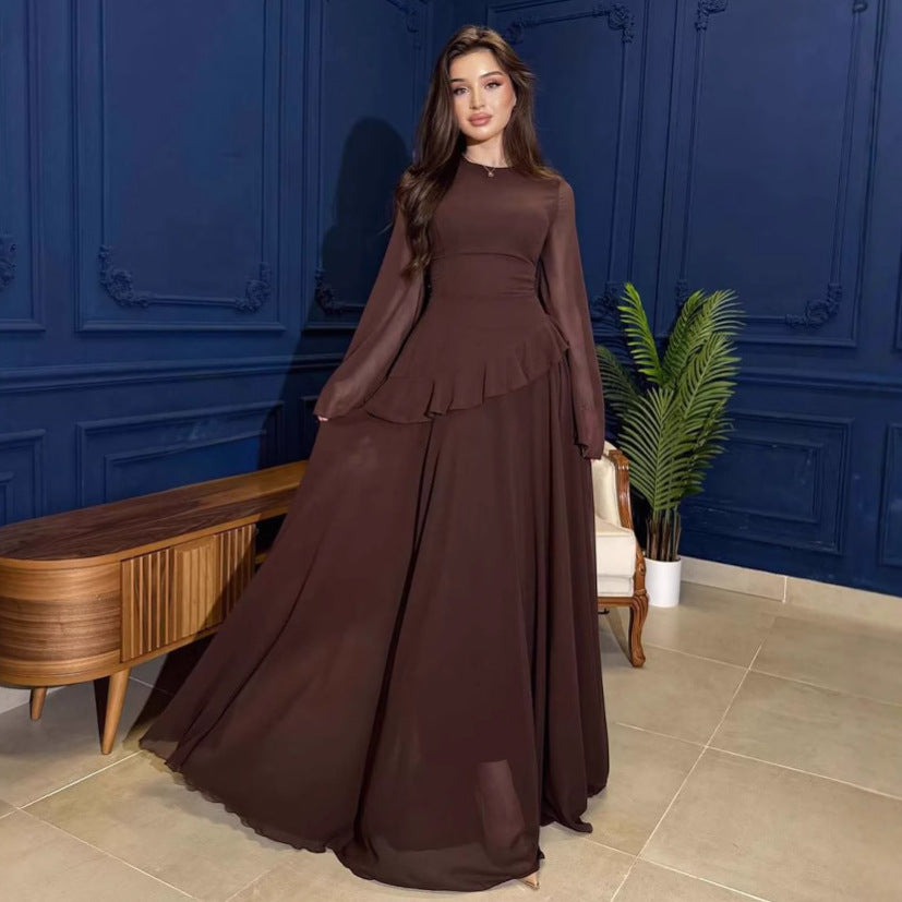Damen Langarmkleid mit Rundhalsausschnitt