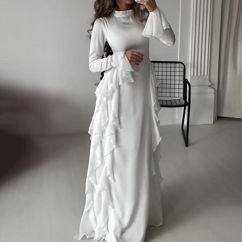 Damen Kleid mit Glockenärmeln und hoher Taille