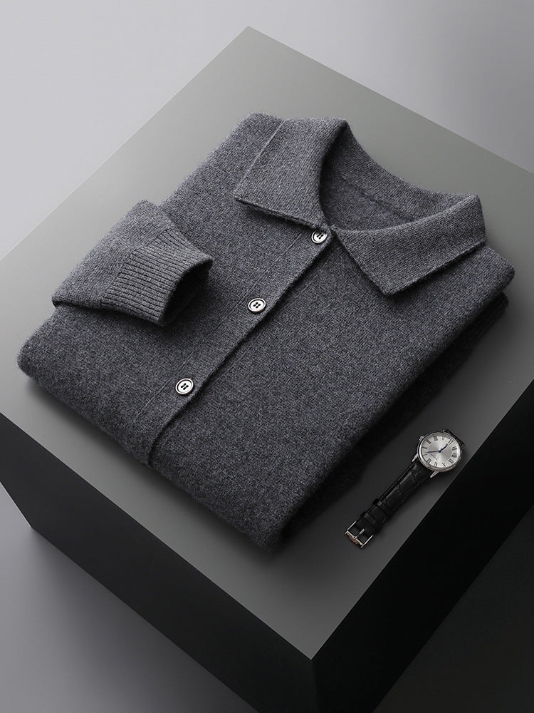 Herren-Strickjacke mit Revers aus Wolle