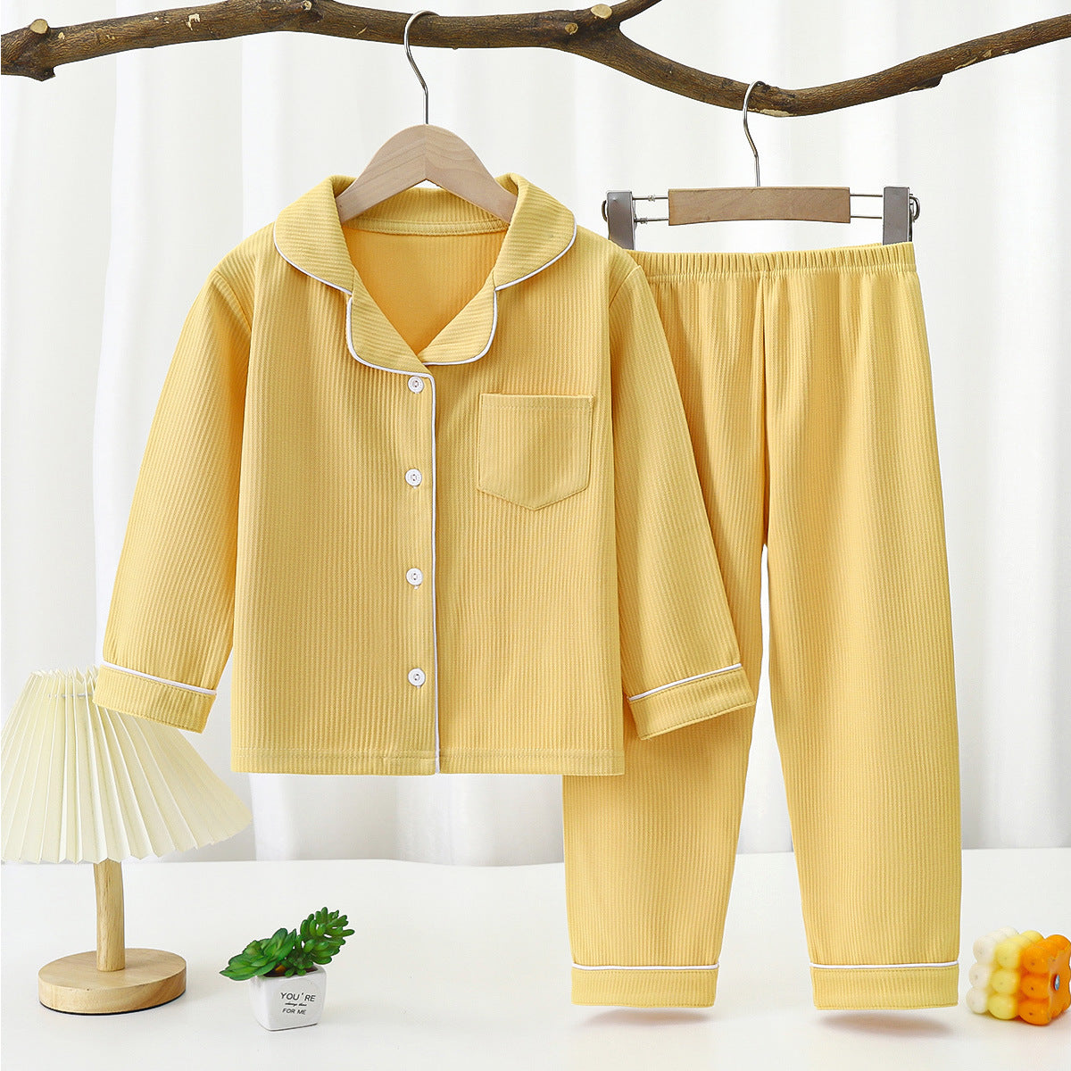 Kids' Long Sleeve Lapel Pajama Set