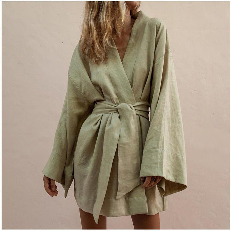 Kapuzenkleid aus Baumwollleinen