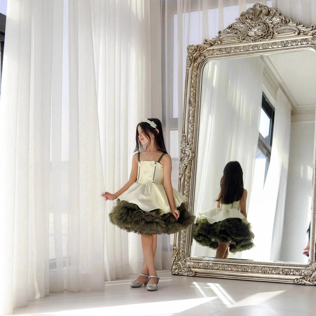 Girls Spaghetti Strap Princess Puffy Dress