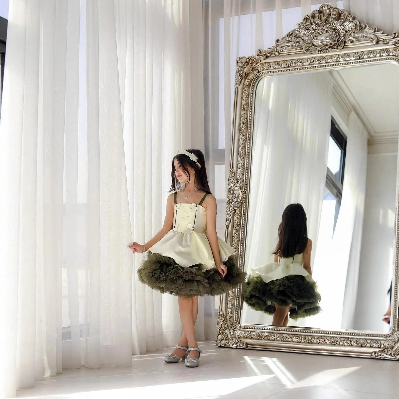 Girls Spaghetti Strap Princess Puffy Dress