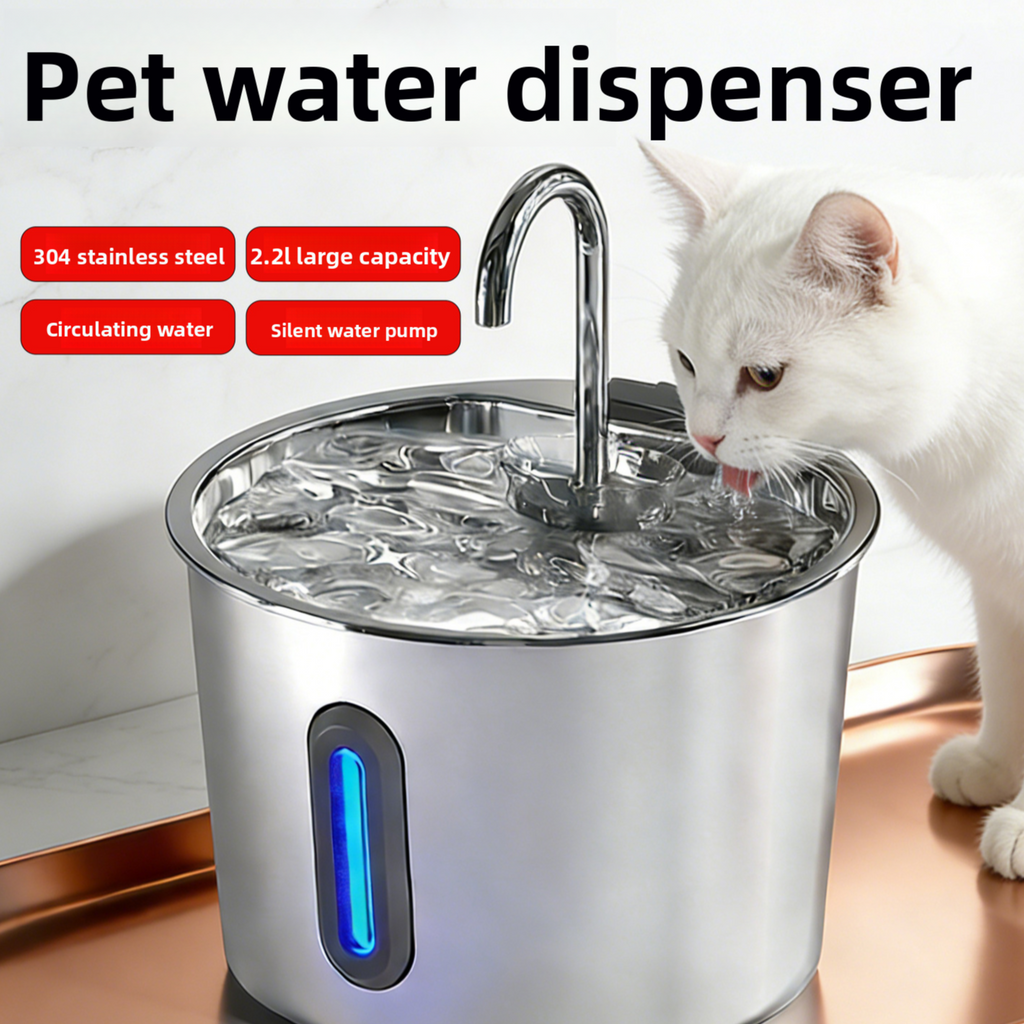 Automatic Pet Water Dispenser Stainless Steel Fountain
