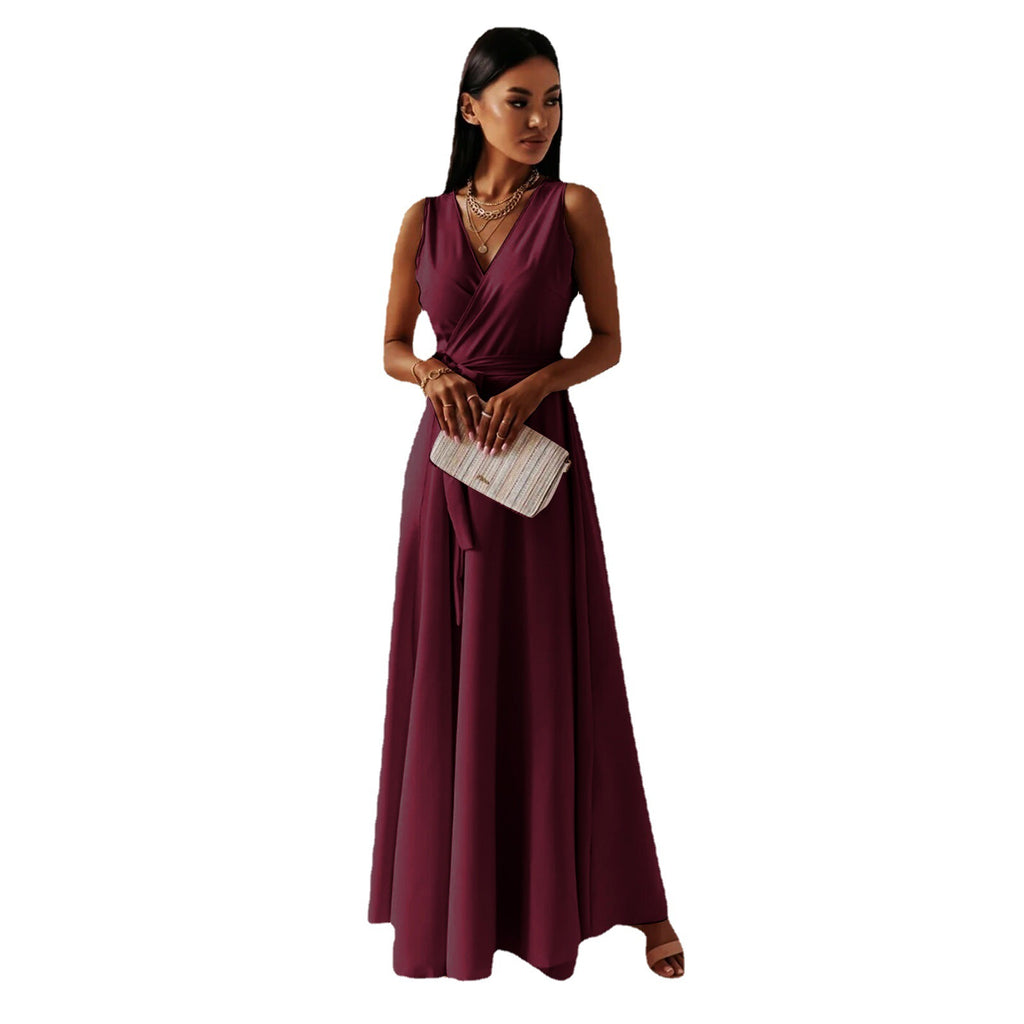 Damen V-Ausschnitt A-Linien-Kleid
