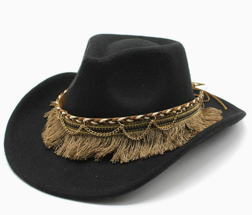 Ethnic Style Cotton Felt Hat with Feather Details