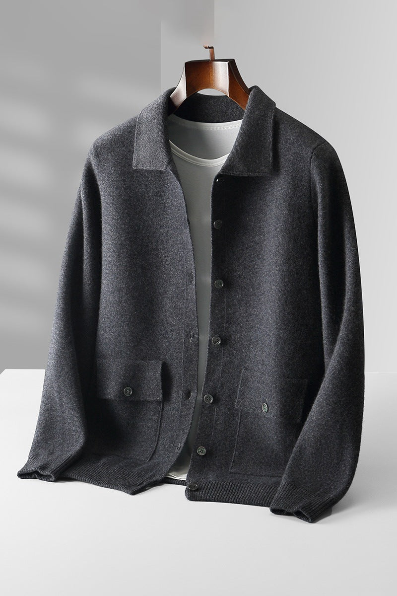 Mens Wool Lapel Cardigan