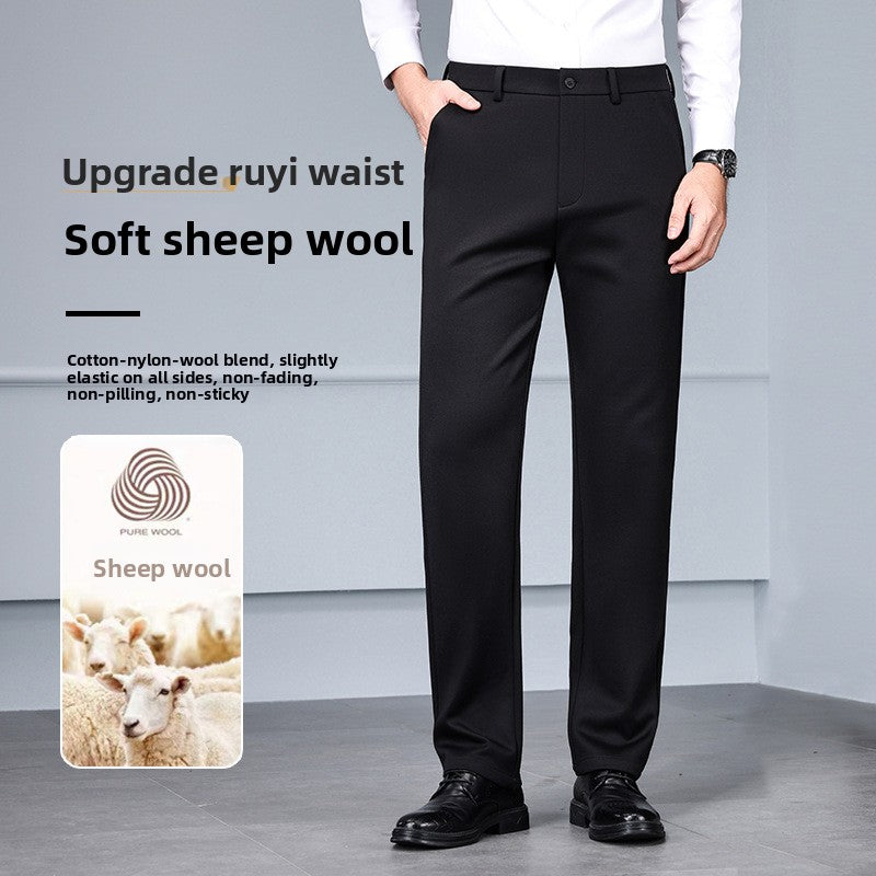 Mens Wool Blend Straight Leg Pants