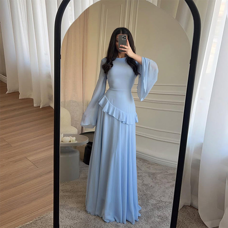 Damen Langarmkleid mit Rundhalsausschnitt